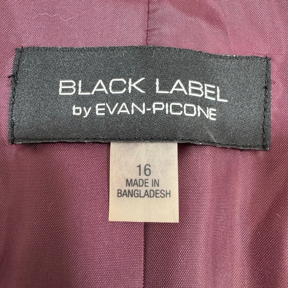 NEW Black Label Evan Picone Womens Sz 16 Burgundy Blazer Button Lined Preppy $72